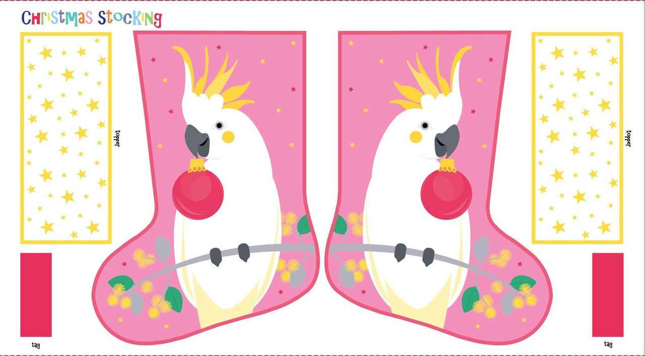 Festive Friends - Cockatoo Stocking panel