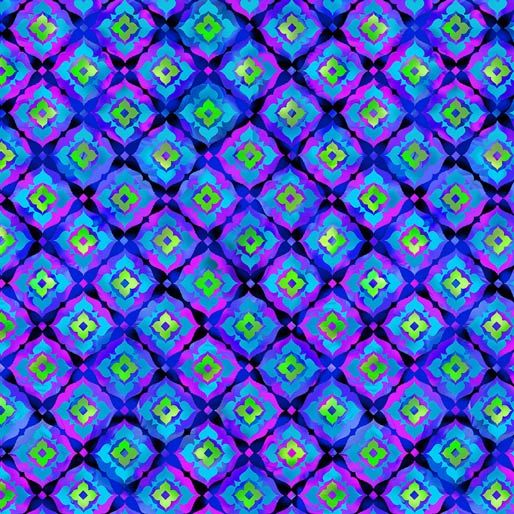 Luminous Blooms Blue/Purple Geometric