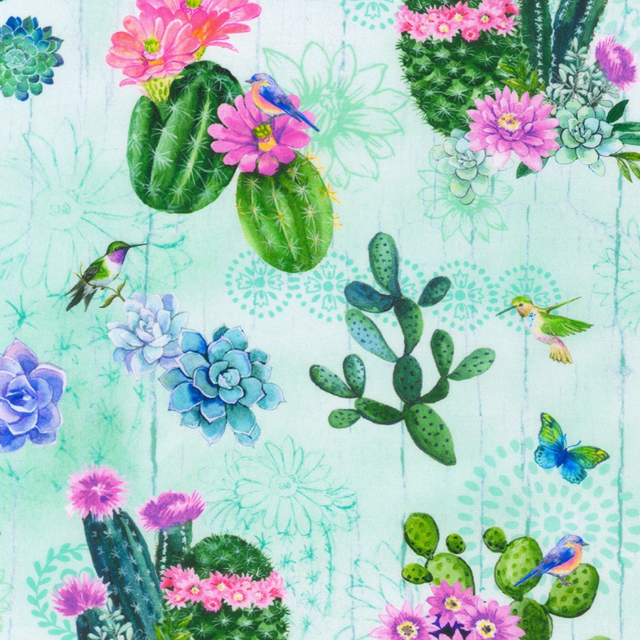 Desert Blooms Cactus & Hummingbirds Mint